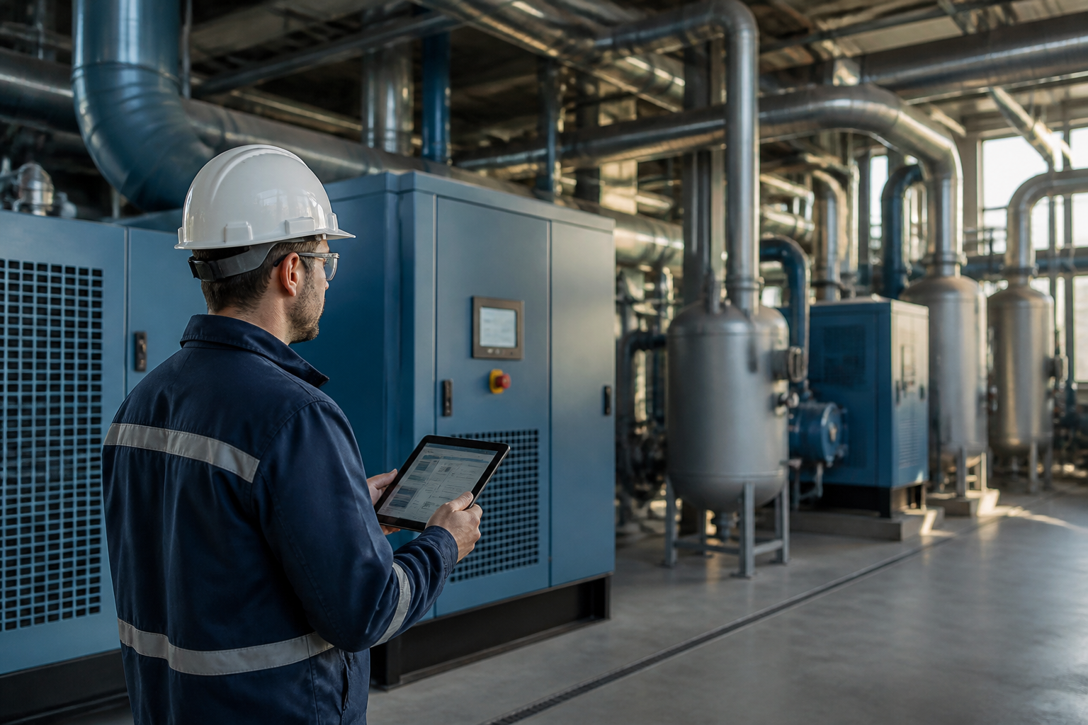 O monitoramento remoto de compressores de ar industrial de grande porte